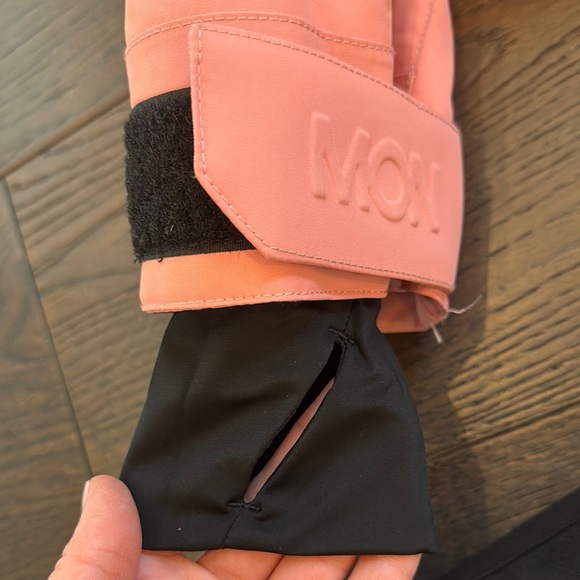 Pink and Black Ski Jacket with Hood and Full-Length Zipper - Picture 3 of 3